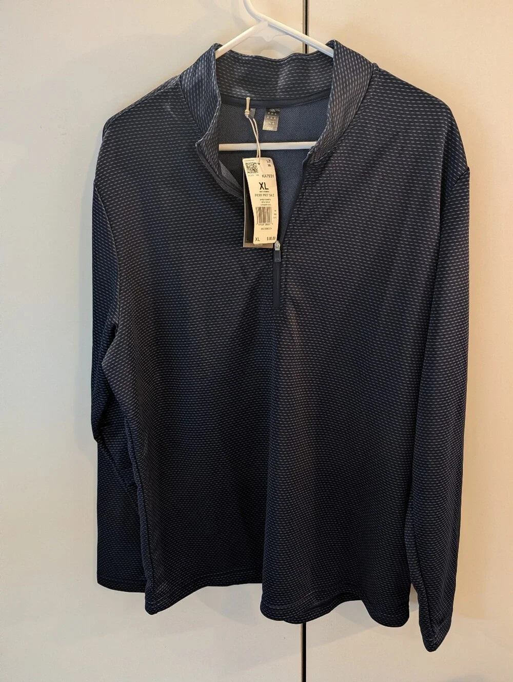 Adidas Men's XL Navy Print Quarter-Zip Performance Pullover NWT